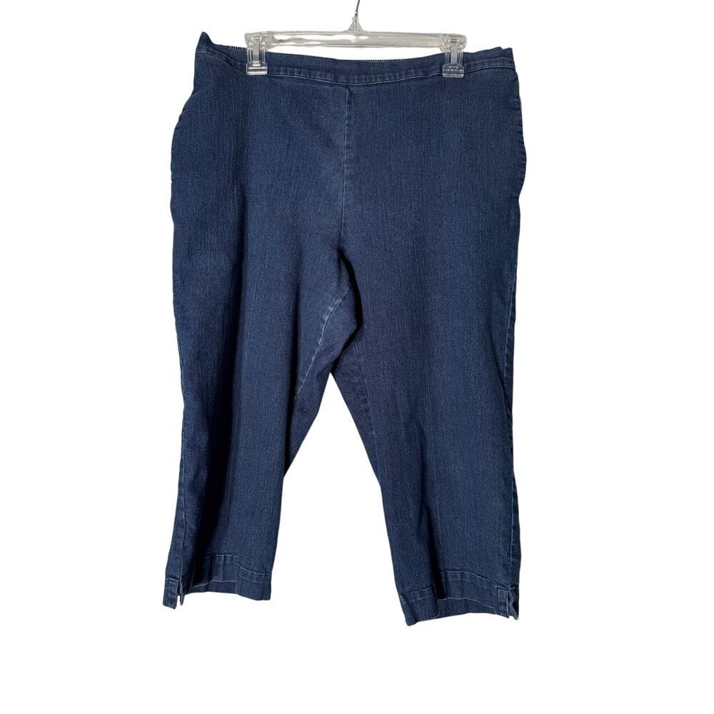 Alfred‎ Dunner Blue Jeans Crop Pants Women's 18 Pull On Elastic Waistband